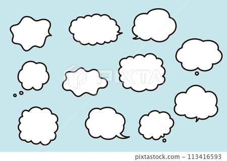 一組簡單的雲形語音氣泡語音氣泡素材 113416593