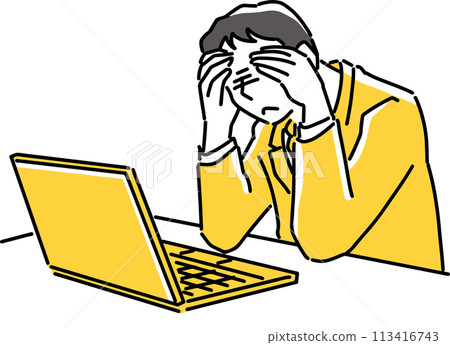 商人把頭放在筆記型電腦前 113416743
