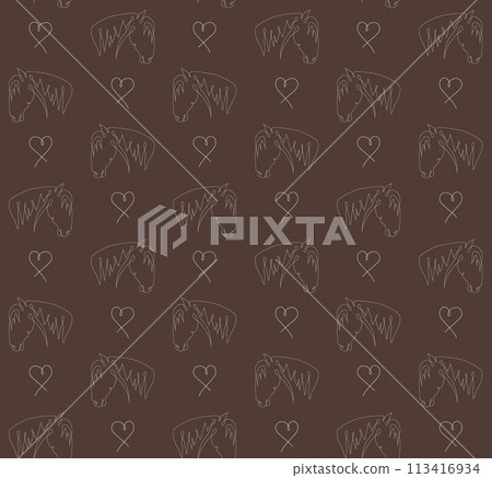 Vector seamless pattern of horses and hearts Vector seamless pattern of horses and hearts 113416934
