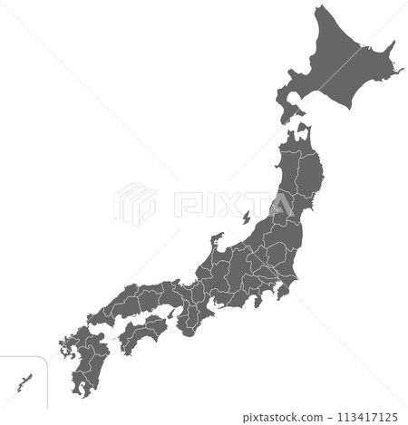 簡單的日本地圖省略了日本 47 個縣和島嶼，單色 113417125