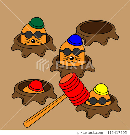 可愛的鼴鼠和皮克皮克錘子 113417395