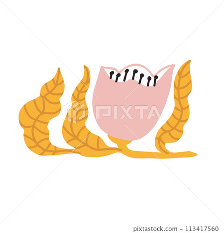 Colorful floral doodle illustration in a trendy style Colorful floral doodle illustration in a trendy style 113417560