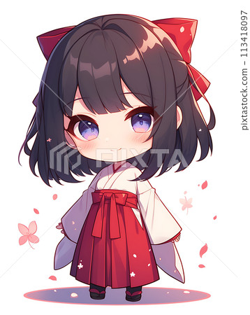 可愛的赤壁角色女孩穿著日式衣服AI 113418097