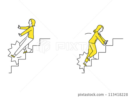 Woman falling down a step - variations 113418228
