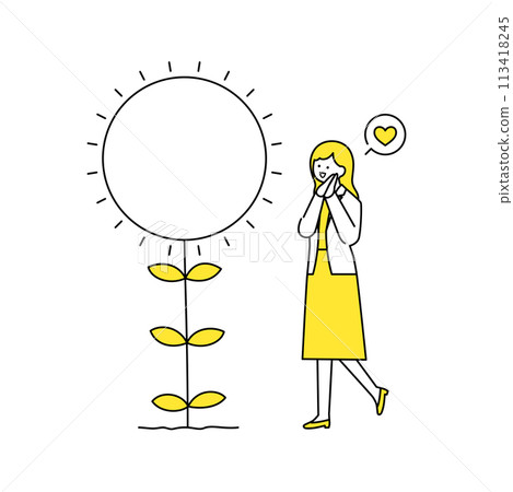A woman who is happy with the growth of plants 113418245