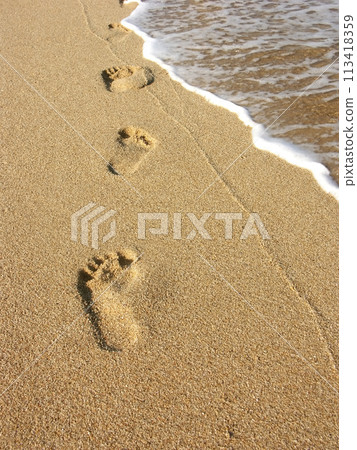 Footprints on sand 113418359