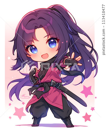 可愛的忍者赤壁人物女孩AI 113418477