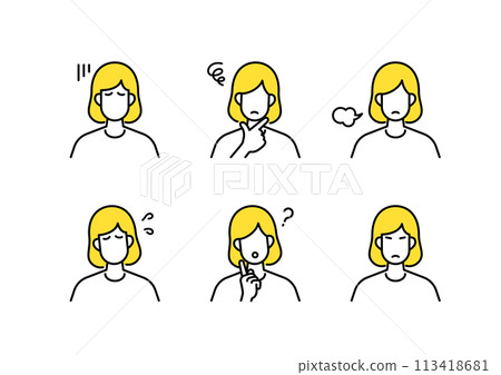 消極的女人圖標集 消極的女人圖標集 113418681