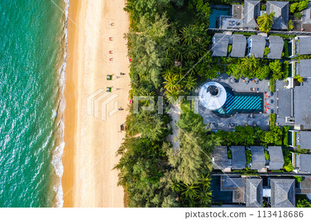 View of Natai beach resort in Khao Lak, Phang Nga, Thailand View of Natai beach resort in Khao Lak, Phang Nga, Thailand 113418686