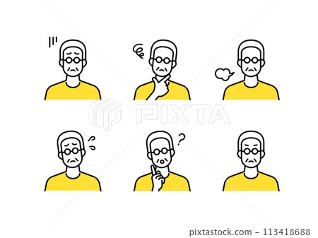 消極的老人圖標集 消極的老人圖標集 113418688