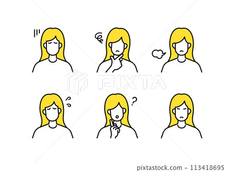 消極的女人圖標集 消極的女人圖標集 113418695