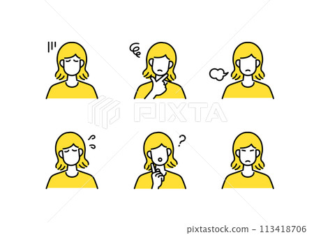 消極的女人圖標集 113418706