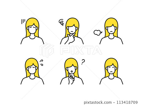消極的女人圖標集 113418709