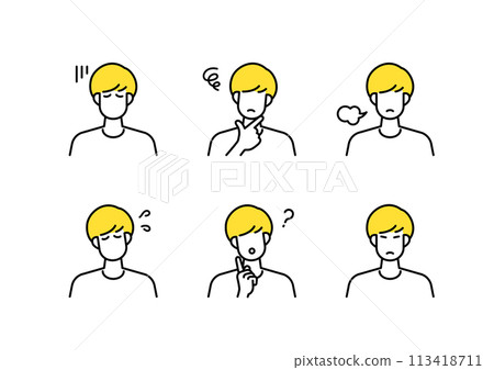消極的男性圖標集 消極的男性圖標集 113418711