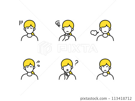 Negative children icon set Negative children icon set 113418712