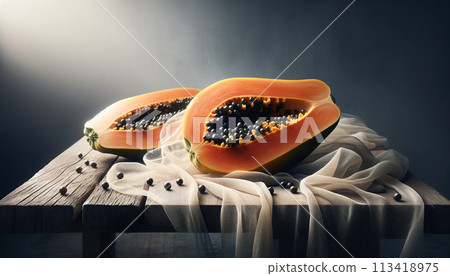 Very delicious papaya, papaya juice, papaya orchard, papaya party, commercial papaya pictures, papaya dessert feast, papaya production season 113418975