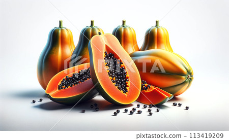 Very delicious papaya, papaya juice, papaya orchard, papaya party, commercial papaya pictures, papaya dessert feast, papaya production season 113419209