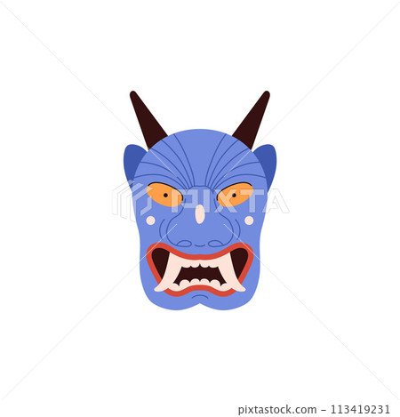 Traditional Kabuki vector mask with mythical creature. 113419231