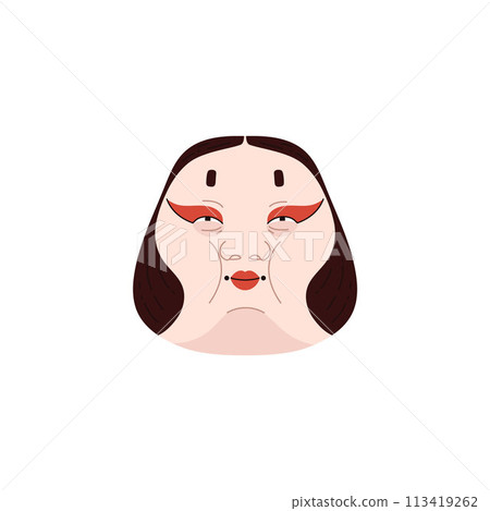 Kabuki mask for theatrical performance on an isolated background. 113419262