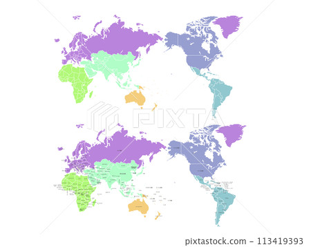 World map_regional color coding with country names 01 113419393