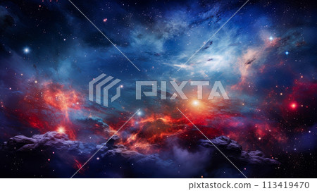 Sun, planets of the solar system and planet Earth, galaxies, stars, comet, asteroid, meteorite, nebula. Space panorama of the universe. Sun, planets of the solar system and planet Earth, galaxies, stars, comet, asteroid, meteorite, nebula. Space panorama of the universe. 113419470