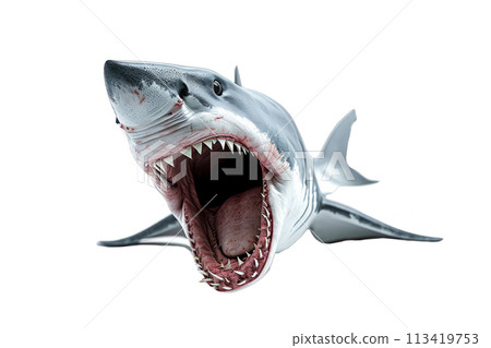 Shark with open jaws isolated on transparent background 113419753