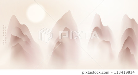 Modern design vector illustration of beautiful Chinese ink landscape painting. 113419934