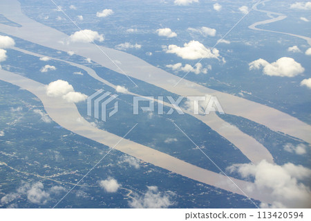 Aerial View Of Mekong River Flows Through The Mekong Delta In South Vietnam. 113420594