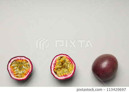 Concept of delicious and juicy exotic fruit - passion fruit Concept of delicious and juicy exotic fruit - passion fruit 113420697