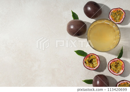 Concept of delicious and juicy exotic fruit - passion fruit 113420699