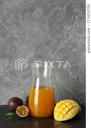 Concept of delicious and fresh exotic fruits juice 113420700