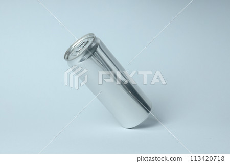 Close-up view of shiny tin cans for drinks 113420718