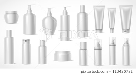 Blank cosmetics products containers illustration set 113420781
