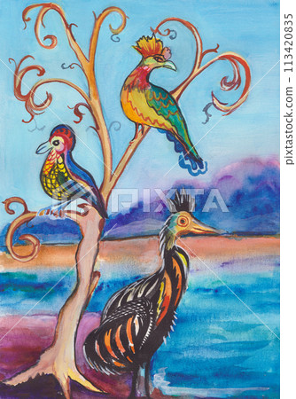 Spring, exotic birds 113420835