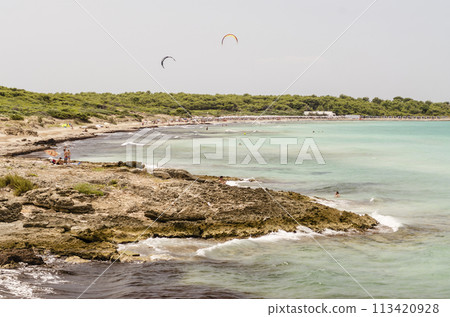 Punta della Suina's beach near Gallipoli in Salento, Apulia, Italy 113420928