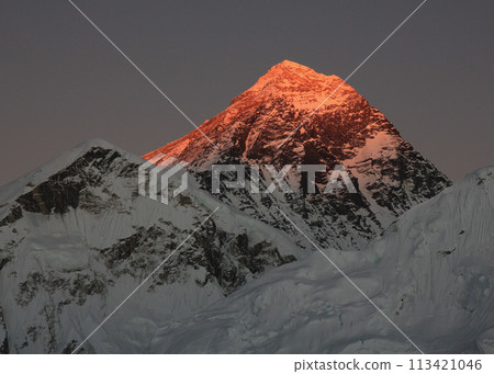 Mount Everest at sunset, view from Kala Patthar, Nepal. Mount Everest at sunset, view from Kala Patthar, Nepal. 113421046