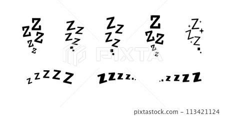 Zzz bed sleep snore icons snooze nap Z sound . Sleepy yawn or insomnia sleeper alarm clock Zzz line icons of goodnight deep sleep, bored or tired 113421124