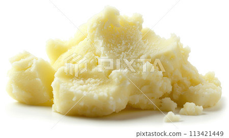 Solid shea butter on white background Solid shea butter on white background 113421449