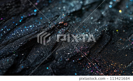 holographic glitter on black stone 113421684