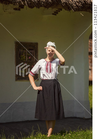 woman in Ukrainian national costume woman in Ukrainian national costume 113421817
