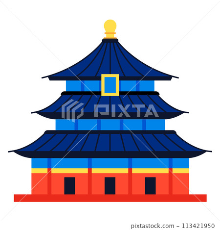Tiantan Temple of Heaven - modern flat design style single isolated image 113421950