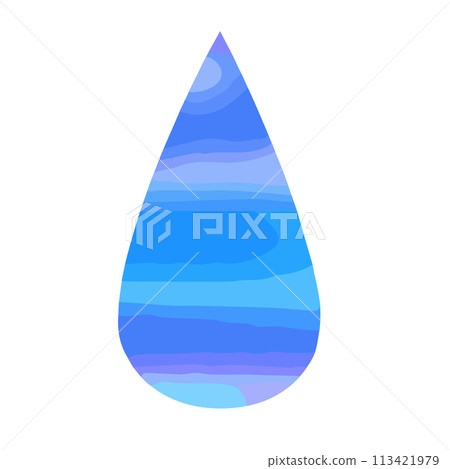 Watercolor rain and wind illustration of water drops 113421979