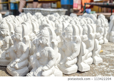 Hindu figurines in plaster of Lord Hanuman God in Hinduism at India 113422204