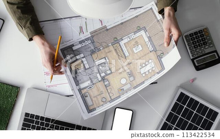 Female working for environment projects 113422534