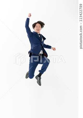Business man full body jump Business man full body jump 113422789