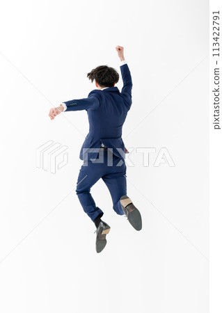 Business man full body jump Business man full body jump 113422791