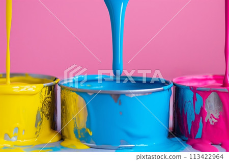 Paint pouring from cans Paint pouring from cans 113422964