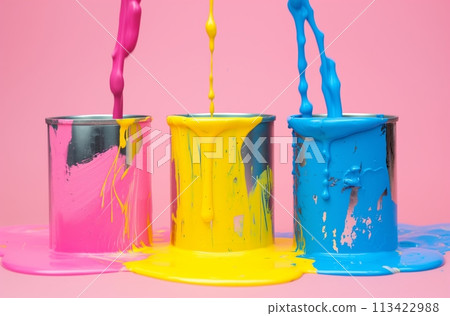 Colorful paint spill 113422988