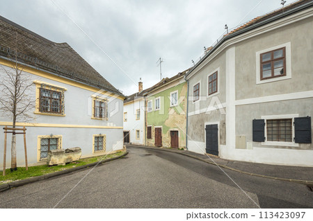 Eisenstadt, houses in historic centre of town in Austria. 113423097