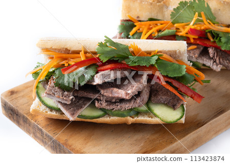 Vietnamese banh mi sandwich isolated on white background 113423874